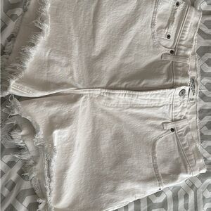 Abercrombie & Fitch White Frayed Jean Shorts
